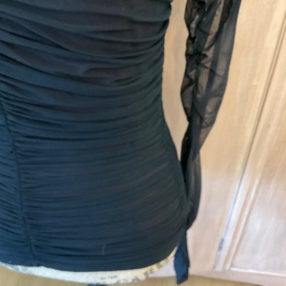 A.L.C  Black Jackie Mesh Long Sleeve Top Blouse ruched sheer whimsigoth fairy M - Picture 10 of 16